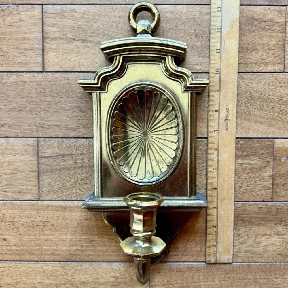 VTG 1982 Homco Syroco Gold Hollywood Regency Wall Candle Holder 4234 Scone USA